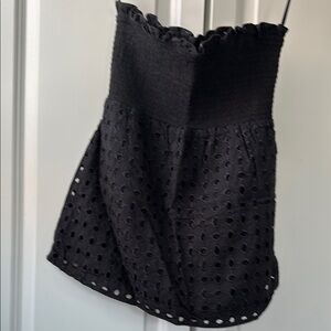 Vintage Elegant Black Eyelet Halter top